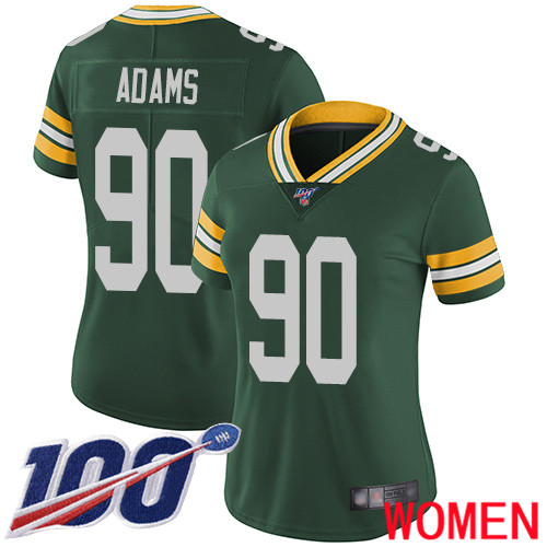 Green Bay Packers Limited Green Women 90 Adams Montravius Home Jersey Nike NFL 100th Season Vapor Untouchable
